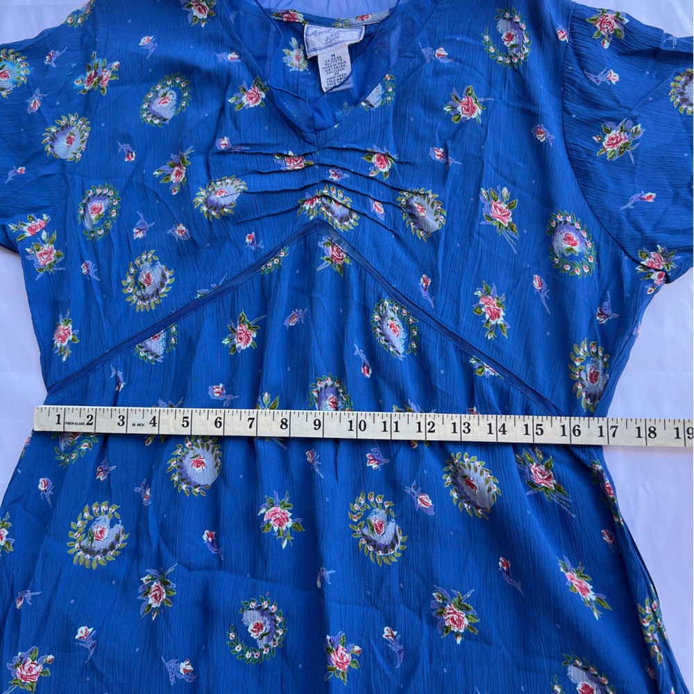 Vintage 90s April Cornell blue floral rayon dress NWT medium - Picture 11 of 17